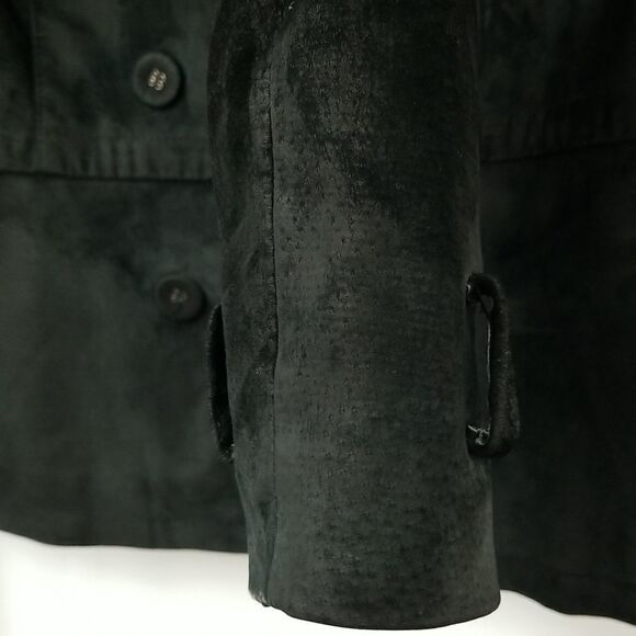 New Look Jacket Womens Size12 Vintage Edition Black Real Suede Front Button Up - Picture 4 of 12